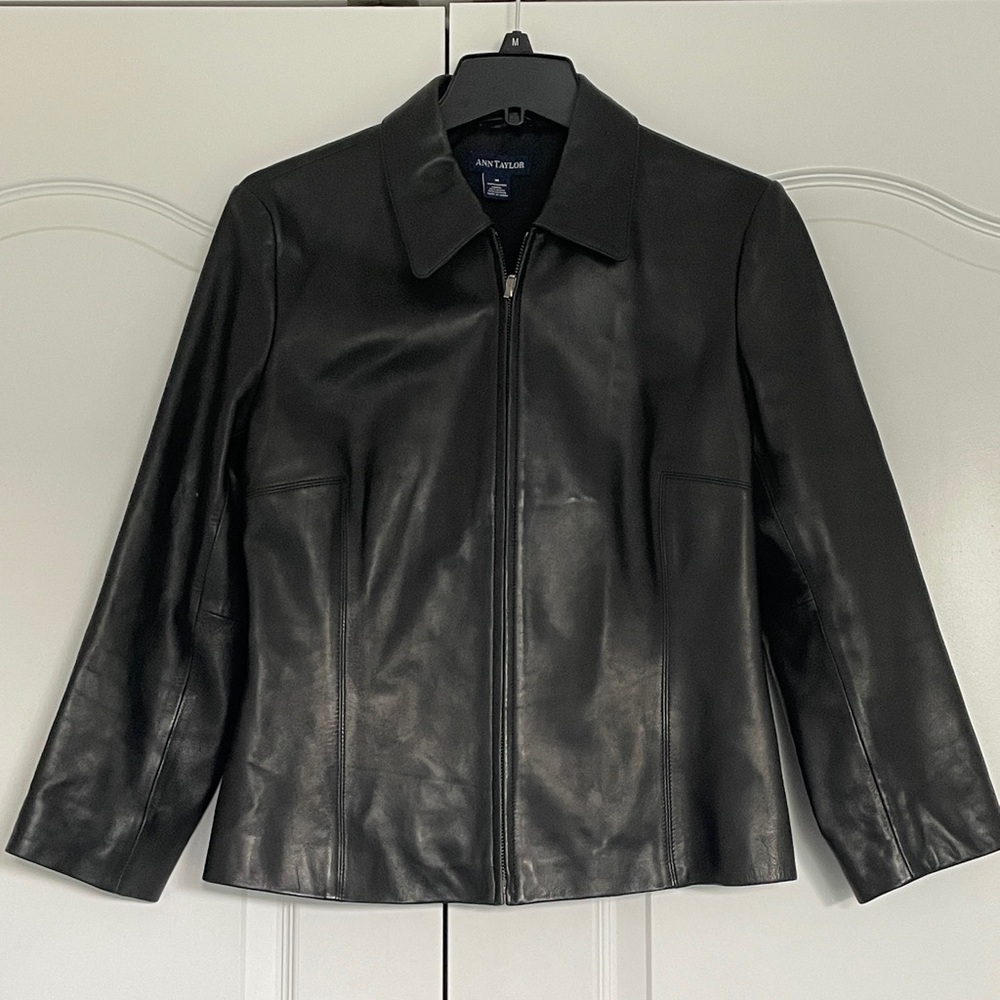 Ann Taylor Sleek Black Leather Jacket